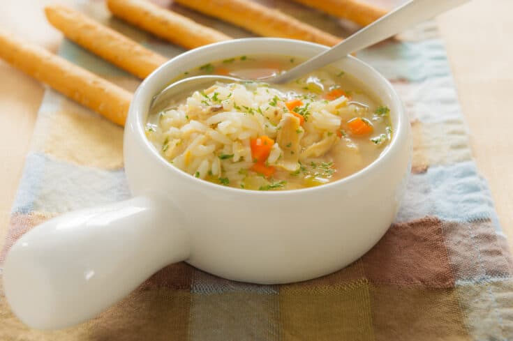 image of bowl of turkey and rice soup
